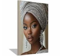 WQBQKKX Cuadros sobre Lienzo Mujer Negra Africana Mujer abstracta Cuadros Decoracion Salon Modernos Dormitorios Decoracion Pared（Amarillo 80-70x100cm Enmarcado