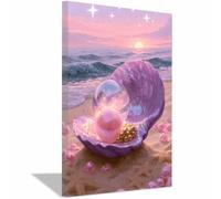 WQBQKKX Grande Paisaje Marino al Atardecer Cuadros Decoracion Salon Brillante Cuadros Decoracion para Barra Comedor Sala de Estar decoración del hogar（Rosa 87-70x100cm Enmarcado