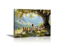 WQBQKKX Jesús Lienzo cuadros minimalistas, Bosque de montaña Cuadros Decoracion Salon Comedor Oficina Pasillo Cocina Baño - 60x80cm Enmarcado(Verde)