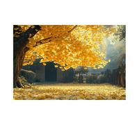 WQBQKKX Lienzo Árbol de la Vida Estilo Rural Casa de Campo Paisaje otoñal Cuadros Decoracion Salon Dormitorio Cocina Cuadros Pared Imágenes Wall Art Prints Decor（Amarillo 124-30x45cm Sin marco