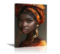 WQBQKKX Mujer Africana Cuadro Mujeres Africanas Minimalistas Cuadro En Lienzo,Amarillo, negro Cuadros Para Cocina BañO Sala Comedor Oficina Pasillo-30x45cm Enmarcado