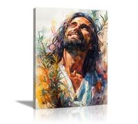 WQBQKKX Negro,verde Cuadro Acuarela Grande Cuadros En Lienzo, Planta Jesús Cuadros Decoracion Salon Modernos Cuadros Para Dormitorios-80x110cm Enmarcado