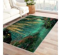 WQBQKKX Paisaje Oceánico Olas Mar Azul Alfombra Bosque Abstracto Cocina Pasillo Franela Rug Atardecer Azul Olas Playa de Mar Estampado Alfombra(Dorado 33-180x270cm