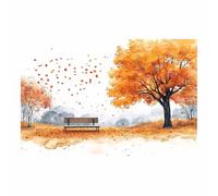 WQBQKKX Póster de Lienzo Árbol de la Vida Estilo Art Deco Geométrico Bosque Otoñal Mural Moderno Cuadro para Salón Dormitorio Baño Pasillo Decoración（Naranja 15-60x80cm Sin marco