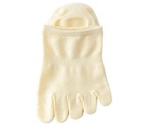 WQCMH 3 pares de mujeres calcetines con puntera Calcetines antideslizantes para no aparecer zapatillas invisibles algodón de cinco dedos Verano para damas(3 pares amarillo)