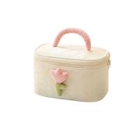 WQCMH Adorable Bolsa De TulipáN para Mujer, Bolsa PortáTil De ArtíCulos De Aseo De Gran Capacidad, Bolsa De Cuidado De La Piel para Almacenamiento(Blanco)