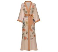 WQCMH Bata larga oversize Primavera Verano Ropa de dormir para mujeres Kimono bata Camisón de satén Camisón Camisón holgada para el hogar Ropa para estar(Naranja-A,as4,alpha,one_size,regular,regular)