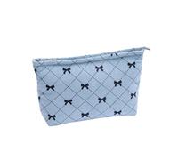 WQCMH Bolsa De Maquillaje De Pana con MoñO De Pana Y Bolsa PortáTil PortáTil De Gran Capacidad para Almacenar CosméTicos De Viaje(BLUEA)