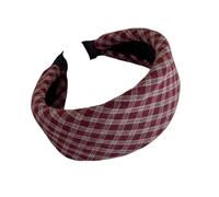 WQCMH Cinta De Cuadros Vintage Engrosada Y Ensanchada Para Mujeres Que Se Siente CráNeo Alto Cinta Esponja Para El Cabello OtoñAl(Rojo)