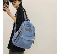 WQCMH Denim Fashion Backpacks For School Trend Student Jeans Bag Multi Pockets Large Capacity Rucksack Mochila De Escola
