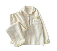 WQCMH Embroidery Letter Fashion Women's Pajamas Set Autumn Winter Casual Soft Sweet Loungewear Lapel Neck Homewear Suit(Green,as4,Alpha,m,Regular,Regular)