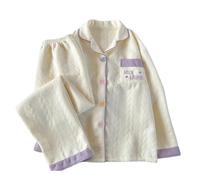 WQCMH Embroidery Letter Fashion Women's Pajamas Set Autumn Winter Casual Soft Sweet Loungewear Lapel Neck Homewear Suit(Purple,as4,Alpha,x_l,Regular,Regular)