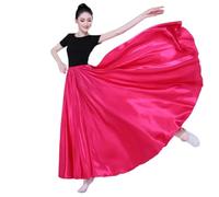 WQCMH Falda de satén Femenina, Baile del Vientre, gitanas con Faldas largas, Bailarinas de práctica Visten Falda de Baile Morada variada(Rojo Rosa,as4,Alpha,s,Regular,Regular)