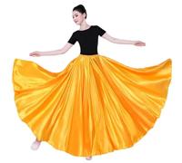 WQCMH Falda de satén Femenina, Baile del Vientre, gitanas con Faldas largas, Bailarinas de práctica Visten Falda de Baile Morada variada(Amarillo,as4,Alpha,s,Regular,Regular)