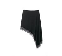 WQCMH Lace Splicing Satin Skirt Women Fashion Autumn Winter Brown Chic Female High Waist Elegant Skirts Mujer(Black,as4,Alpha,l,Regular,Regular)