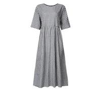 WQCMH Vestido Maxi de Verano para Mujeres, Elegante túnica a Cuadros Estampada, Moda, Casual, Vacaciones, línea A Vestido Largo Oversize(Negro,as4,Alpha,XX_l,Regular,Regular)