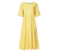 WQCMH Vestido Maxi de Verano para Mujeres, Elegante túnica a Cuadros Estampada, Moda, Casual, Vacaciones, línea A Vestido Largo Oversize(Amarillo,as4,Alpha,l,Regular,Regular)