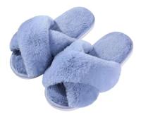 WQCMH Women'S Cozy Slippers Cross Band Memory Foam House Slippers Open Toe(37,Blue)