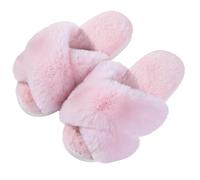 WQCMH Women'S Cozy Slippers Cross Band Memory Foam House Slippers Open Toe(38,Pink)