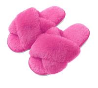WQCMH Women'S Cozy Slippers Cross Band Memory Foam House Slippers Open Toe(40,Hot Pink)