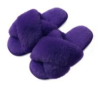 WQCMH Women'S Cozy Slippers Cross Band Memory Foam House Slippers Open Toe(42,Purple)