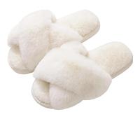 WQCMH Women'S Cozy Slippers Cross Band Memory Foam House Slippers Open Toe(42,White)