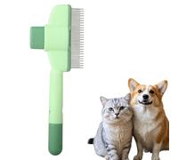 WQDD STANPET Cepillo Autolimpiante para Gatos - Peine Antipulgas con Botón Desbloqueo | Elimina Pelos Muertos, Nudos & Caspa | Para Pelo Corto/Largo | Accesorios Peluquería Mascotas Verde (1 Unidad)