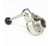 WQGQPXOB 1-1/4" 32mm 304 Stainless Steel Sanitary T-Type Thread Union Connection Butterfly Valve Brew Beer Dairy Pruct