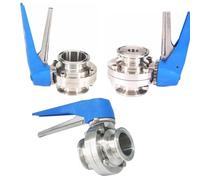 WQGQPXOB 1.5" 2" Tri Clamp Ferrule O/D 50.5mm 64mm 304 Stainless Steel Sanitary Clover Butterfly Valve Brew Beer(19x50.5mm 1.5 in. TC)