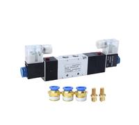 WQGQPXOB 4V330C-10 4V330E-10 4V330P-10 Válvula Solenoide direccional Holdic de Doble Cabeza Control 5 vías y 3 Posiciones Apagado(6mm Fittings,AC110V)