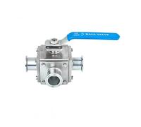 WQGQPXOB Abrazadera de Flujo Sanitaria Tipo T/L, Bola Tres vías Cuadrada Manual Acero Inoxidable 304, DN20, DN25, DN32, DN40(L Type,DN40)