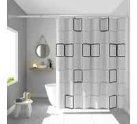 WQHPLMD 32x72 Polyester Hotel Shower Curtain with Hooks Square Pattern, 80x180cm Bathroom Decorative