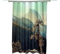 WQHPLMD 72x78 Shower Curtain, Polyester Bath Shower Curtain with Hooks Nature Theme Mountain and Trees, 180x200cm