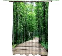 WQHPLMD 96x78 Shower Curtains for Bathroom, Polyester Hotel Shower Curtain with Hooks Trees and Wooden Path Pattern, 240x200cm