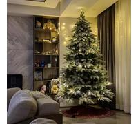WQHPLMD Árbol de Navidad Artificial, árbol de Abeto de Navidad con bisagras sin luz y Puntas de Ramas Mixtas de PE y PVC, Soporte de Metal, decoración Interior Invernal para Festivales navideños, 7