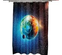 WQHPLMD Bath Shower Curtain 78x78, Polyester Shower Curtain with Hooks Planet Themed Earth Pattern, 200x200cm