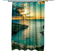 WQHPLMD Bathroom Shower Curtain 78x78, Bathtub Shower Curtain Decoration Sunset and Sea Pattern, 200x200cm Wet Room Decorative