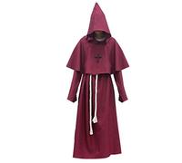 WQHPLMD Celestial Monk Halloween Costumes - Blue, Hooded Robe with Beige Belt