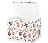 WQHPLMD Cestas de Almacenamiento navideñas Plegables con Tapas, Cajas de Almacenamiento de Pan de Jengibre con diseño de Animales navideños, cestas de Ropa para organizar