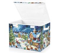 WQHPLMD Cestas de Navidad Plegables con Tapas, Cajas de Almacenamiento de Escena navideña, cestas de Ropa para organizar