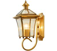 WQHPLMD Creative Solid Brass Wall Lantern For Dining Room Bedroom Living Room - Polished Brass Finish with Clear Beveled Glass