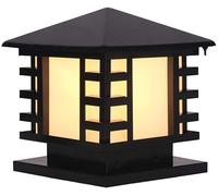 WQHPLMD Creative Square Frosted Glass Lantern E27 Outdoor Column Lamp IP65 Weather Resistant and Secure Garden Pathway Light