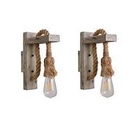 WQHPLMD Decorative Wall Sconce Nordic Vintage Wood Hemp Rope Light for Living Room, Bathroom, Bar and Loft