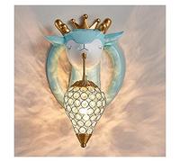 WQHPLMD Dulce Lampara de Muro Iluminación Rústica con Decoración de Reino de Cervo y Lente de Cristal en Color Azul y Rosa para Habitaciones Infantiles