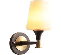 WQHPLMD Elegant American Country Style Brass Wall Lights for Living Room, Bedroom & Study - Copper Body with LED Lighting