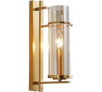 WQHPLMD Gold and Black Copper Wall Light with Industrial Glass for Living Room, Bedroom and Hallways