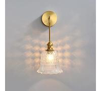 WQHPLMD Gold Patterned Copper Wall Light with Adjustable Hanging for Living Room Bedroom Bedside - Minimalist Style