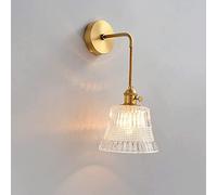 WQHPLMD Gold Patterned Copper Wall Light with Adjustable Hanging for Living Room Bedroom Bedside - Minimalist Style
