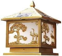 WQHPLMD Gold Solar Garden Lantern Outdoor Post Lamp IP54 Waterproof - Elegant European Style Decorative Lighting