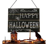 WQHPLMD Halloween Door Decorations - Wood Spooky Front Hanger,Happy Door Sign Spooky Wall Plaques for Rustic Farmhouse
